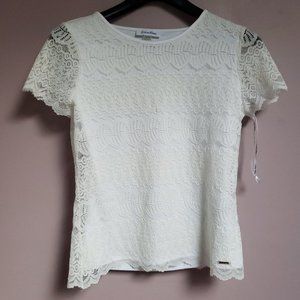 Calvin Klein Women's Size PM White Lace Top